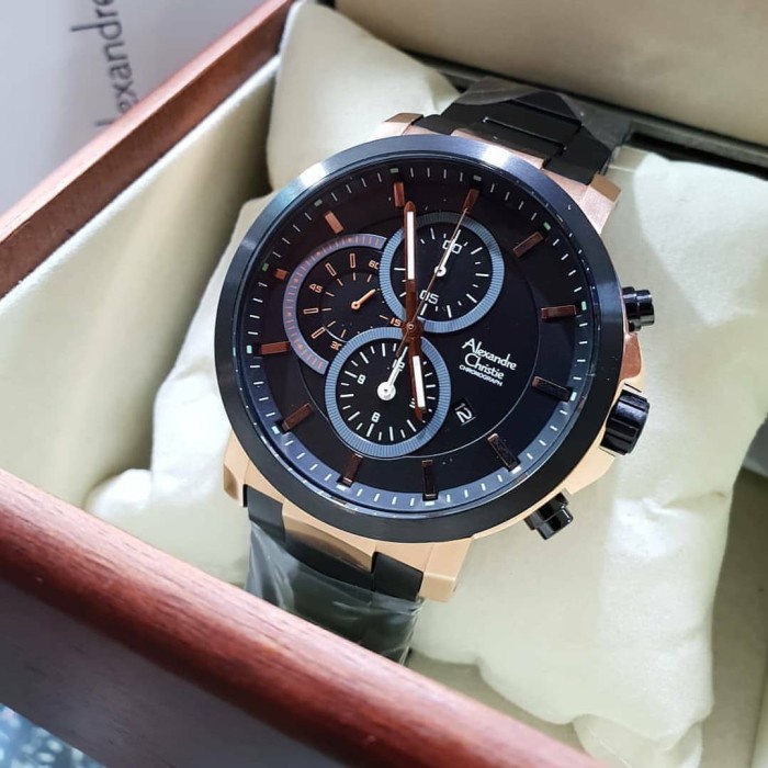✅Ori Jam Tangan Alexandre Christie Original Ac6350 / Ac 6350 Black Rosegol Terbatas