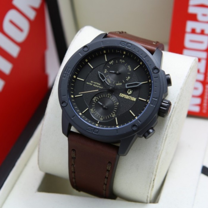 ✅Sale Jam Tangan Pria Expedition Original E6821 Black Brown Bisa Gojek