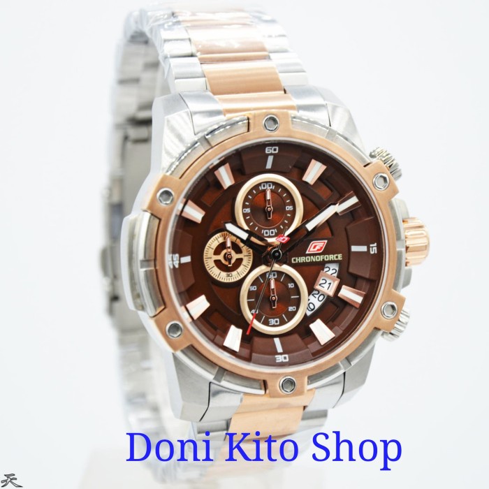 ✅Sale Jam Tangan Pria Original Chronoforce 5320 Silver Rose Gold Brown Berkualitas