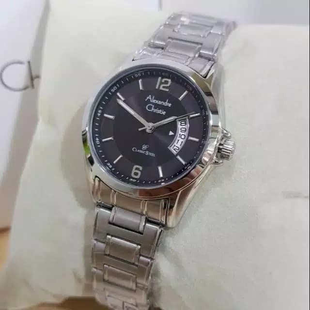 ✅Baru Jam Tangan Wanita Alexandre Christie Ac 8289 Ac8289 Silver Black Diskon