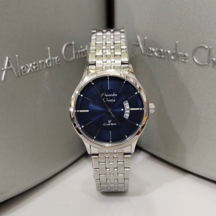 ✅New Jam Tangan Wanita Alexandre Christie Ac 8678 Ac8678 Silver Blue Rt Limited