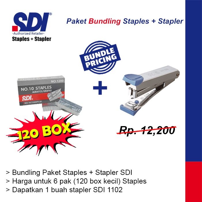 

Bundling Sdi Staples No.10 + Gratis Sdi 1102 Stapler Hd-10