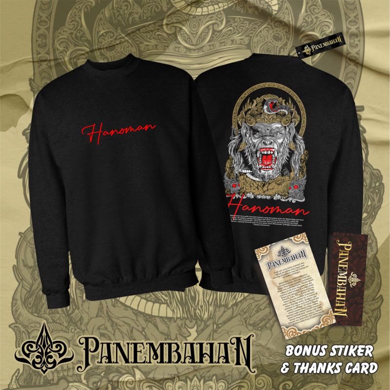 Panembahan Kaos Jawa Wayang Anoman Katun Flace Pria Original Tebal Oversize Bigsize