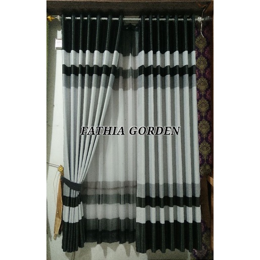 Gorden minimalis/Gorden import/Gorden Blackout/Gorden Pelangi Warna Hitam-Silverr
