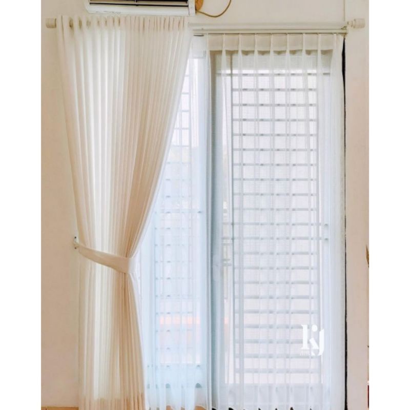 Gorden polos putih Gorden jendela minimalis bahan blackout import