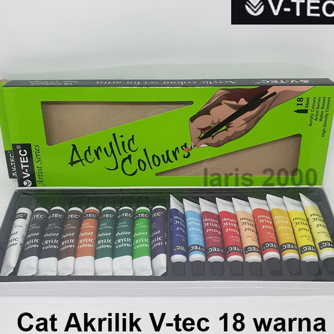 

(B66♡) V-tec Cat Akrilik / Cat Acrylic Colour Paint Set 18 Warna Vtec Lukis Kanvas.!