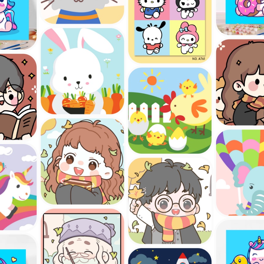 

[X59✪] Paint By Number Mainan Edukasi Anak/DIY Paint By Numbers 20x20/Kanvas Lukis Mewarnai..!