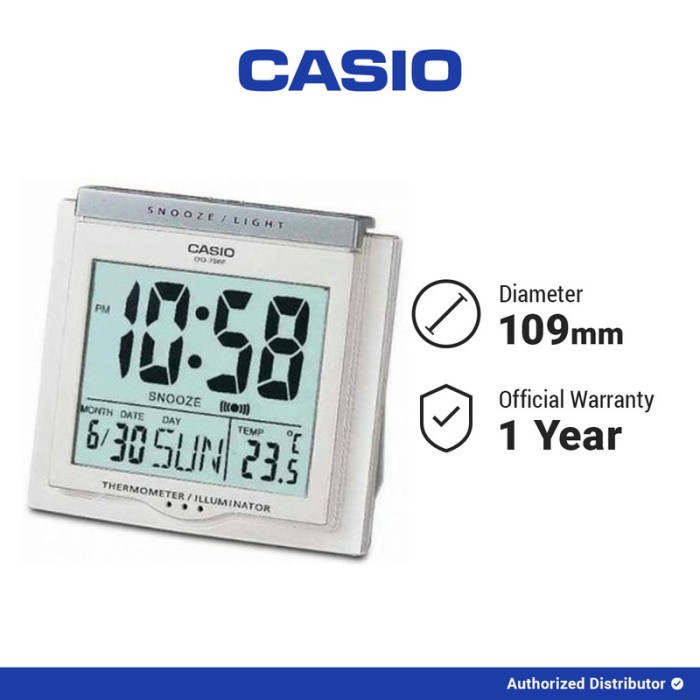 Casio Jam Digital Alarm Weker Original DQ-750F-1DF Putih