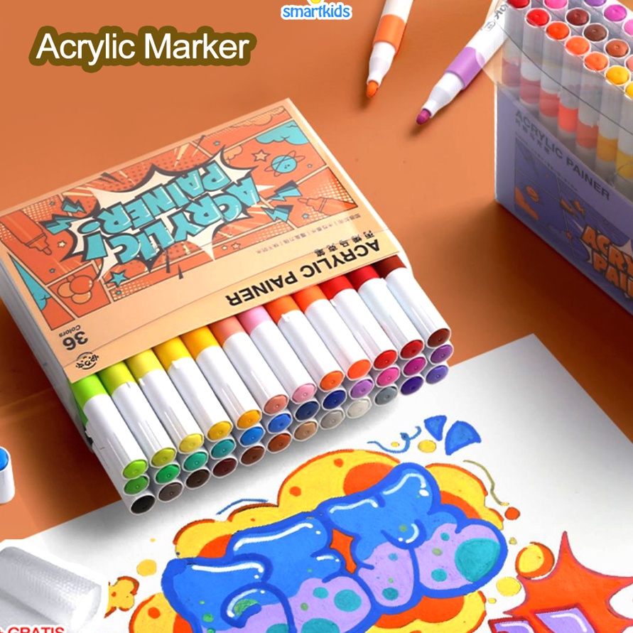 

(W86♡] Pen Akrilik Marker Warna Cepat Kering Tahan Air / Spidol Acrylic Painter / Menggambar Kreativitas Seni Edukasi Anak.