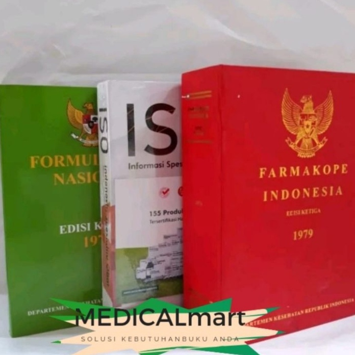 [J43✉] paket 3 buku : Formularium Nasional (Fornas), ISO, dan FI 3 (Farmakope Indonesia edisi 3).