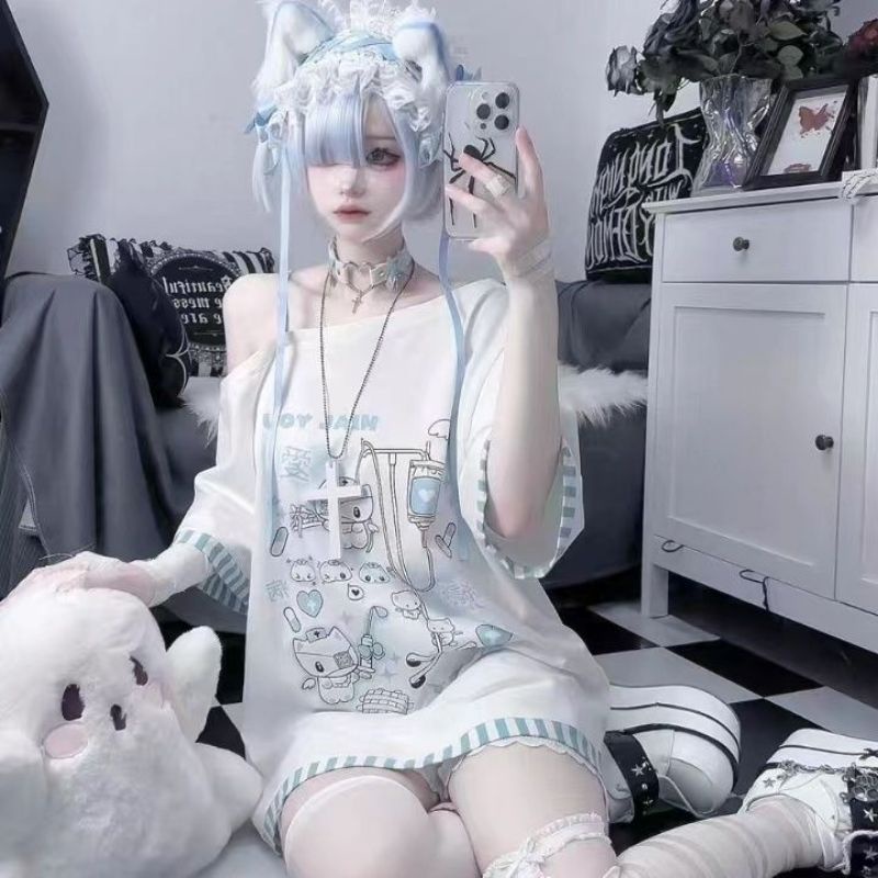 (LPD091) Cute Yami kawaii Cosplay Japanese cat anime top loose oversize subculture acubi jirai kei l