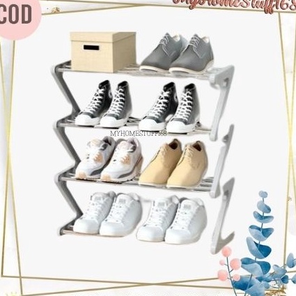(Q02❣] SHENAR RAK SEPATU ZIGZAG/ RAK SANDAL SEPATU 4 SUSUN SERBAGUNA Z SHAPE SHOE RACK