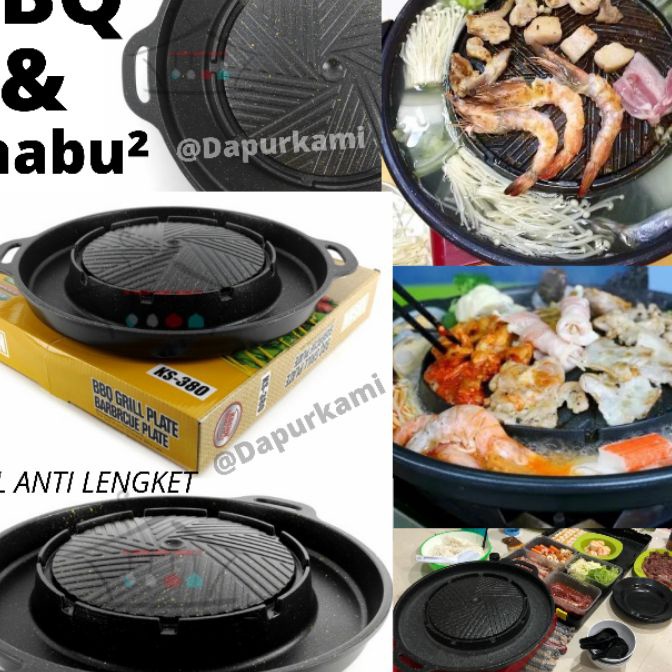 (Z58♪) Panggangan BBQ Grill Plate • Panci Shabu 2in 1 Bulgogi / BBQ Electric dan Kompor✔.