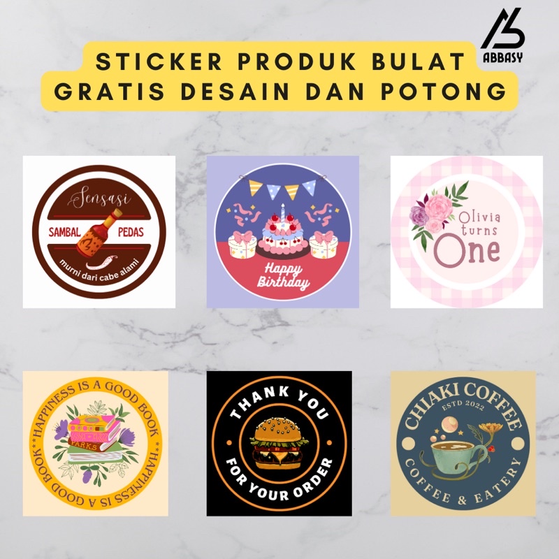 Cetak Label Stiker Custom Cutting  Wedding, Olshop Makanan Minuman