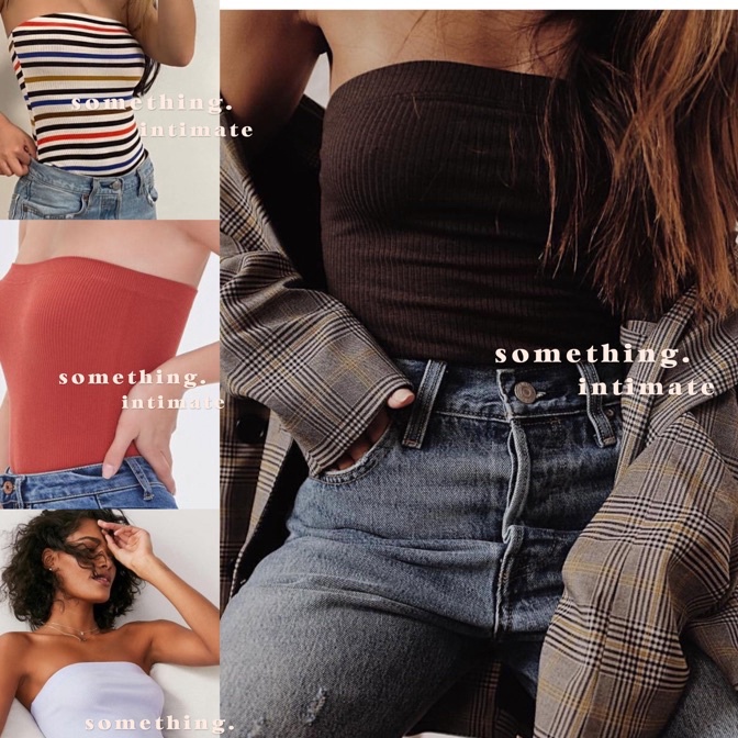 [H00㊖) Urban Outfitters UO Out From Under MJ Ribbed Tube Bodysuit Kemben Strapless Tank Top Dalaman 