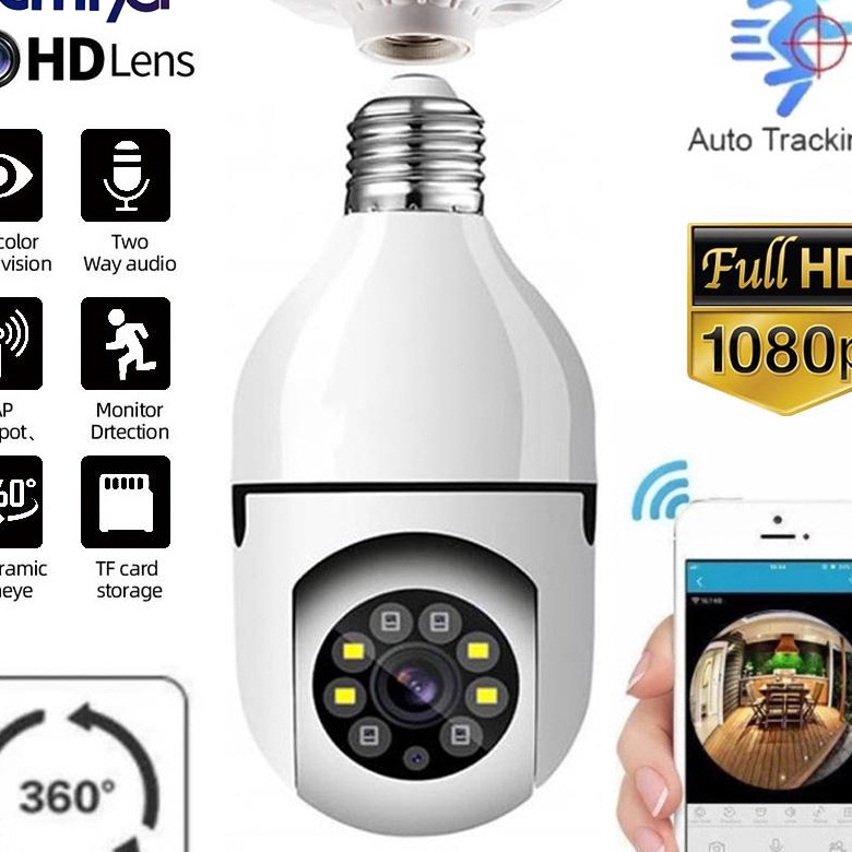 [Y79-☑) CCTV Lampu V380 Pro Kamera CCTV Wifi HD1080P CCTV 360 PTZ✯.