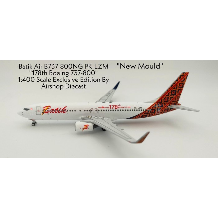✨New Batik Air B737-800Ng Pk-Lzm 178Th Exclusive Edition By Airshop Diecast Bisa Gojek