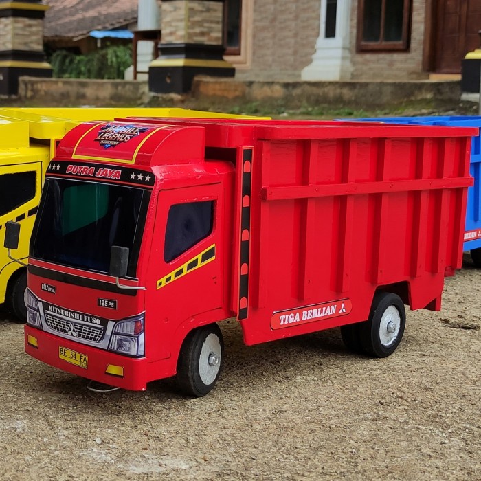 MINIATUR MOBIL TRUK OLENG KAYU MAINAN MOBILAN TRUCK ANAK LAKI P 42CM