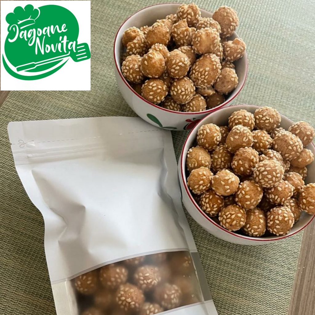 kue wijen bulat mini/Snack kiloan murah Bandung/makanan ringan/kue wijen manis/wijen super enak/kue 