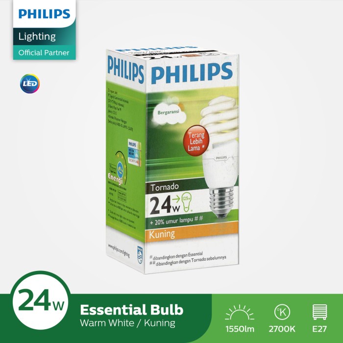 Philips Tornado 24W WW E27 220V Cahaya Kuning