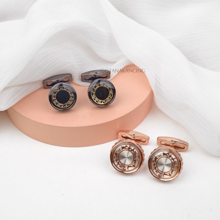 CUFFLINK HITAM GOLD METAL THOBE KABAK ISTANA KANCING