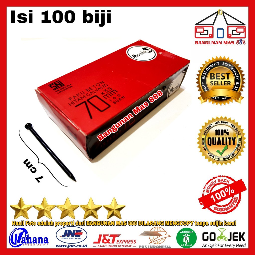 Paku Beton 70 Atau 7Cm Marabu Hitam - Paku Tembok - Paku Baja - Paku Hitam - Paku Klem Kabel - Paku