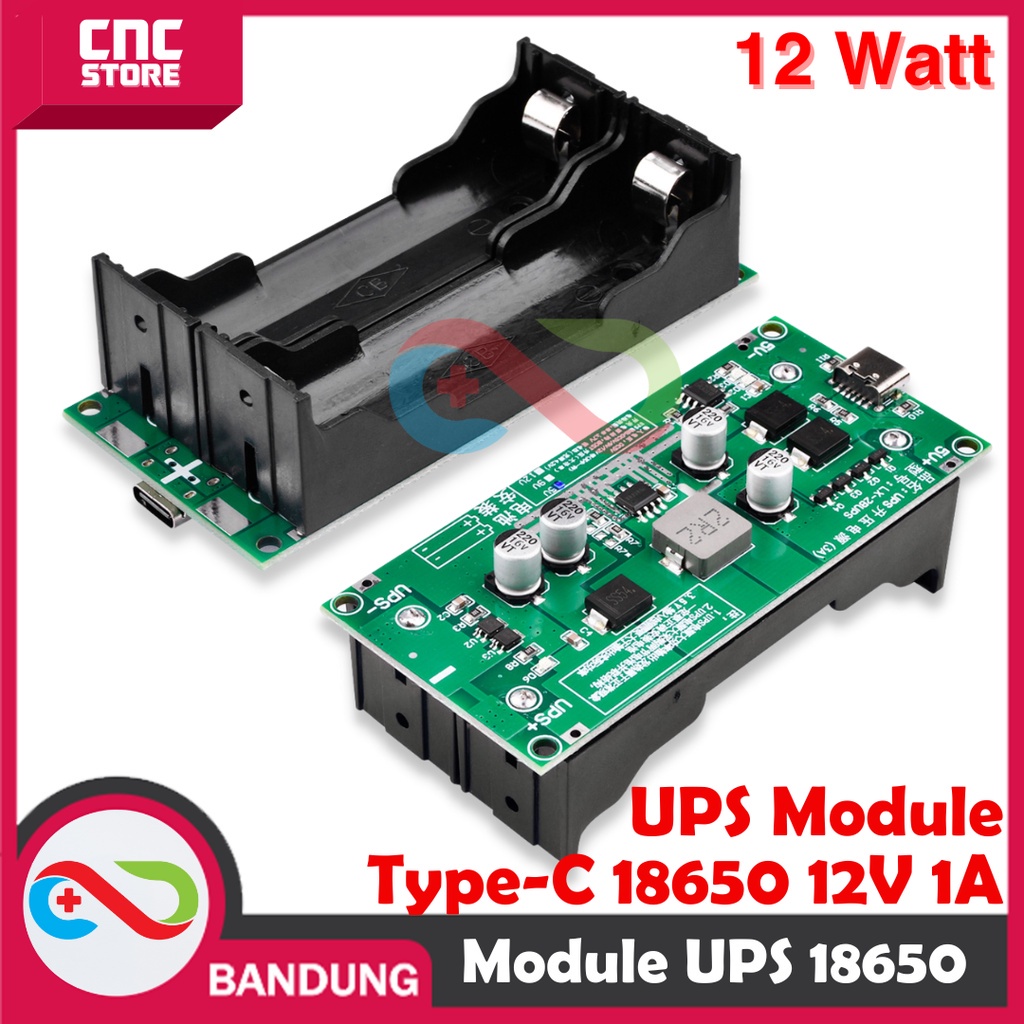 UPS MODULE 18650 12V 1A TYPE-C CHARGE DISCHARGING