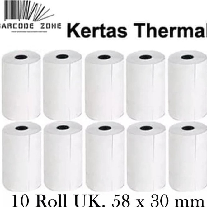 

CRKN3413 KERTAS STRUK THERMAL 58x30mm - EDC / Kertas Printer Bluetooth Isi 10 - SEPACK - CORELESS