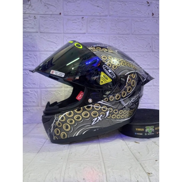 DISKON NJS ZX-1 kraken Helm full face BLACK GOLD