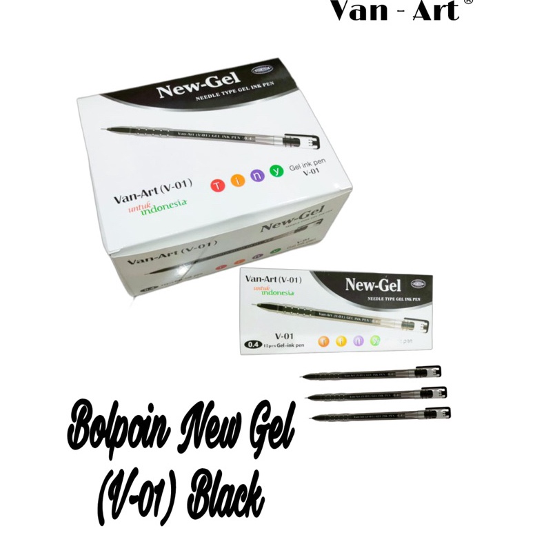 

VQKS4087 Bolpoin New Gel Van-Art V-01 HITAM (1kotak 12pc), bolpen, gelpen, newgel