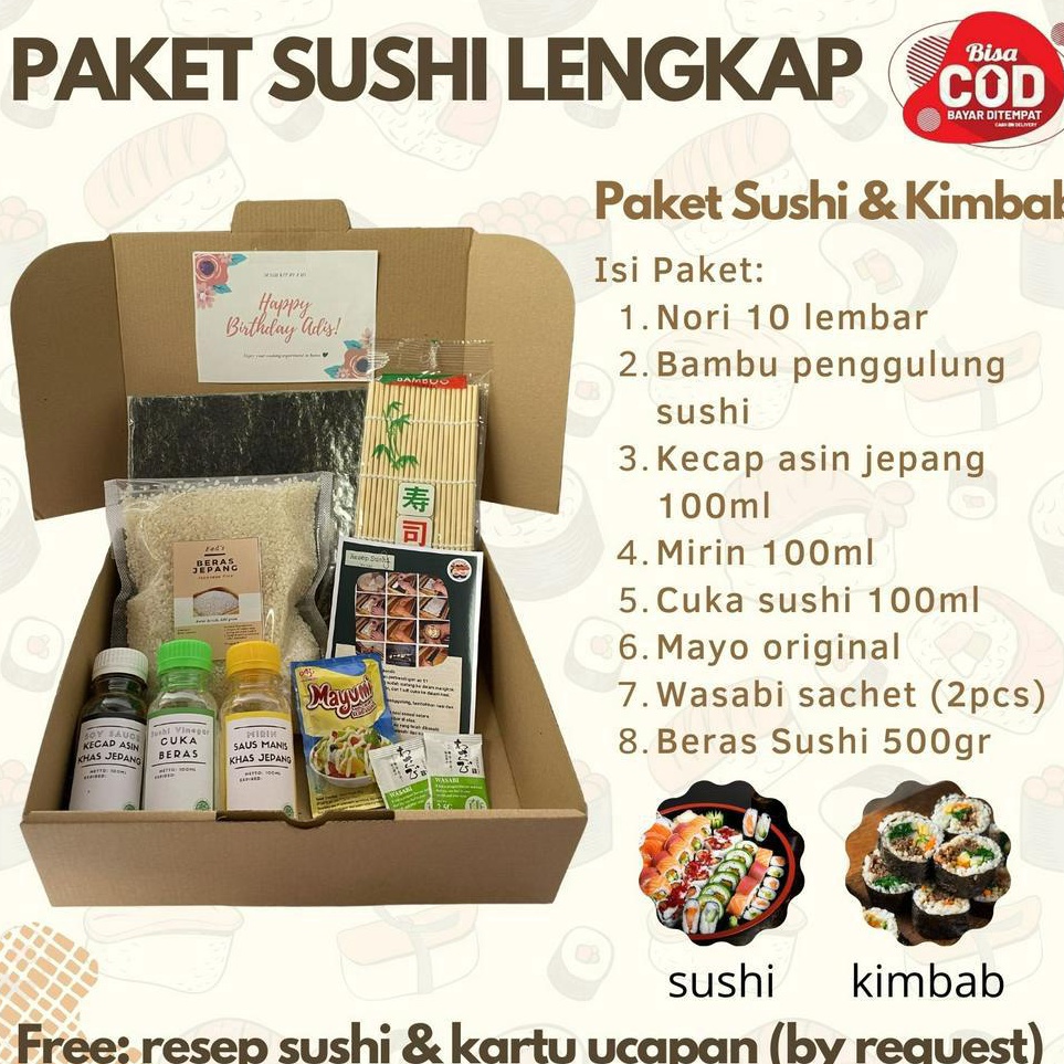 

MJYV8105 Paket Sushi Halal - Paket Sushi Lengkap - Hampers Paket Sushi - Kado DIY Sushi