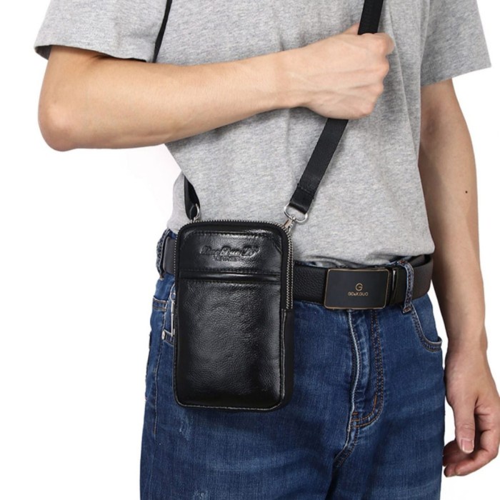 ✨Ready Tas Pria Selempang Kulit Asli Xiao Duo Li Tas Pria Kulit Pinggang Hp Terbaru