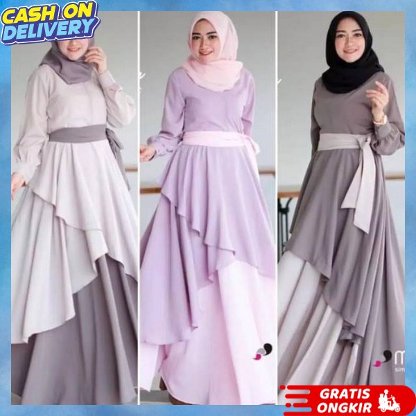 Maxy Gamus Cewek Remaja Pakaian Muslim Dress Bj Jubah Fashion Wanita Gmis Syar'I Dewasa Bsju Gamis K