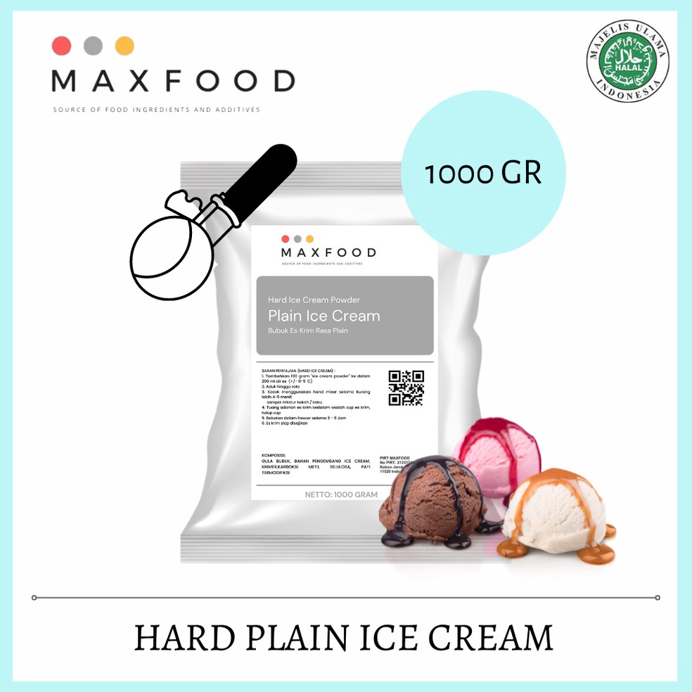 

JCQH3516 MAXFOOD - Hard Plain Ice Cream / Bubuk Es Krim Rasa Plain 1 Kg