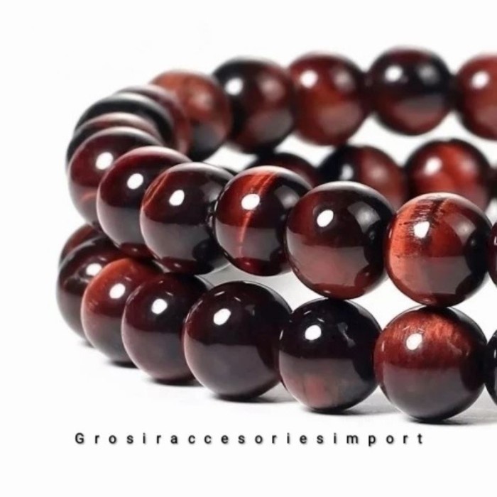 Bahan Batu Alam Tiger Eye Merah Bahan Kalung Gelang Tasbih