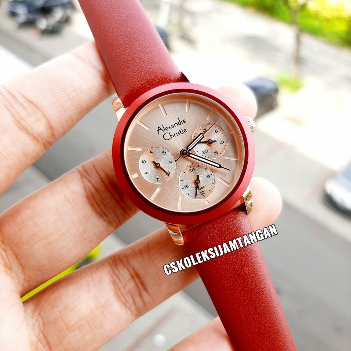 ✅New Jam Tangan Wanita Alexandre Christie Ac 2A25 Ac2A25 Rosegold Red Ori Bisa Gojek