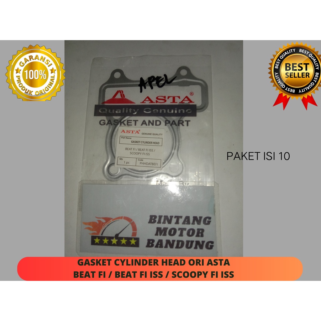 PAKET ISI 10 PAKING GASKET CYLINDER HEAD BORING ATAS BEAT FI / BEAT FI ISS / SCOOPY FI ISS ORI ASTA