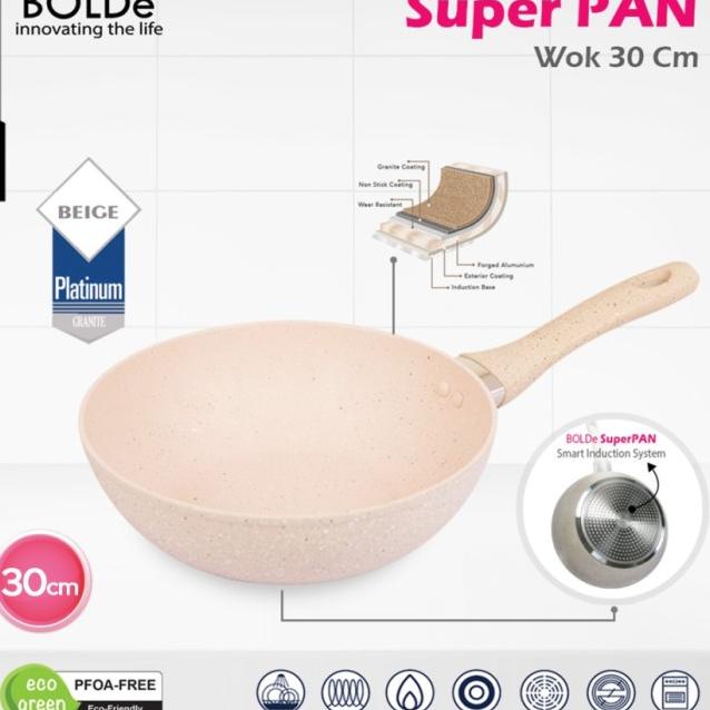 Wajan Bolde Wok 30 Cm Beige Anti Lengket