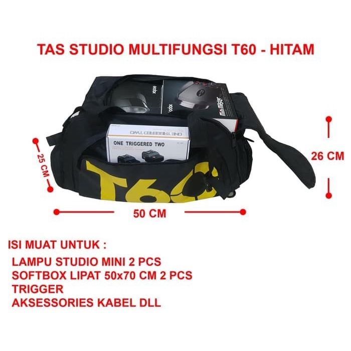 TAS LAMPU STUDIO UNIVERSAL BACKPACK T60 - HITAM- TRONIC GODOX