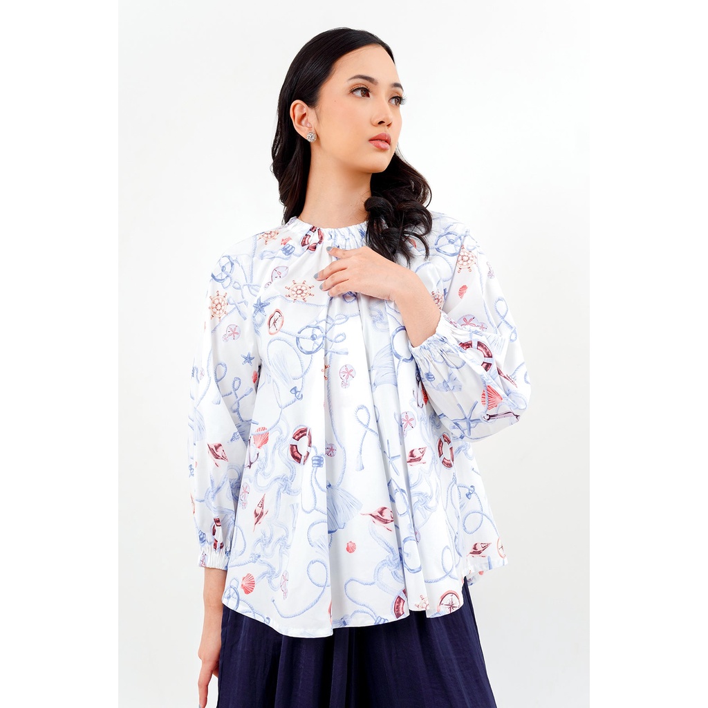 Benang Jarum - Nautical Blouse - White