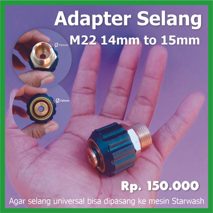 adapter selang fitting m22 14mm to m22 15mm