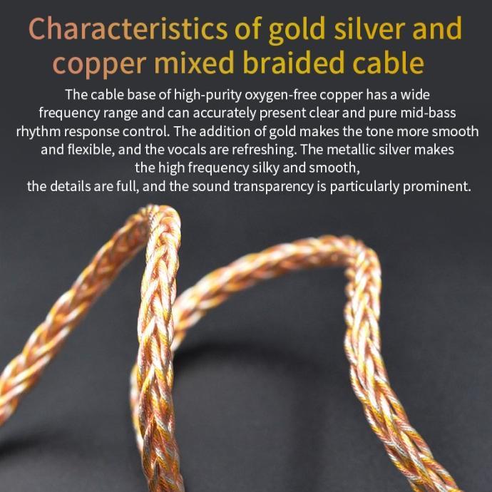 Kz Gold Silver And Copper Mixed Plated 784 Core Upgrade Cable