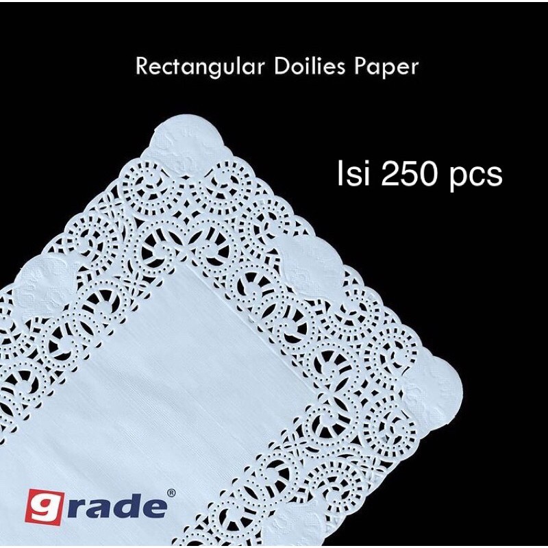 

Doilies R Persegi 20 X 30 Cm / Kertas Renda Persegi Isi 250 Pcs.