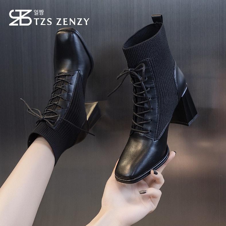 TZS Zenzy Clarine Heels - Sepatu Boots Heels Wanita - Boots Heels Modis - Boots Heels Chunky - Heels