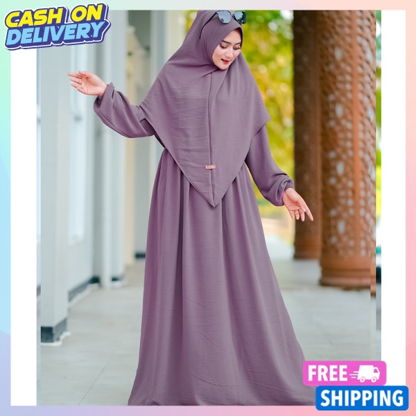 Setelan Gamis Wanita Set Gamid Bahan Adem Wnita Stlan Gamia Wnta Terbaru 2024 Mewah Kekinian Origina
