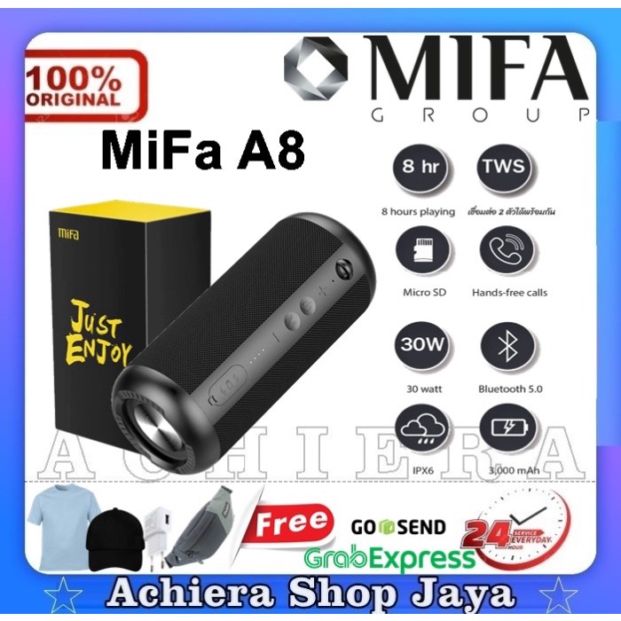 Speaker Bluetooth Mifa A8 Tws 30W Stereo Sound Ipx7 Waterproof - Resmi