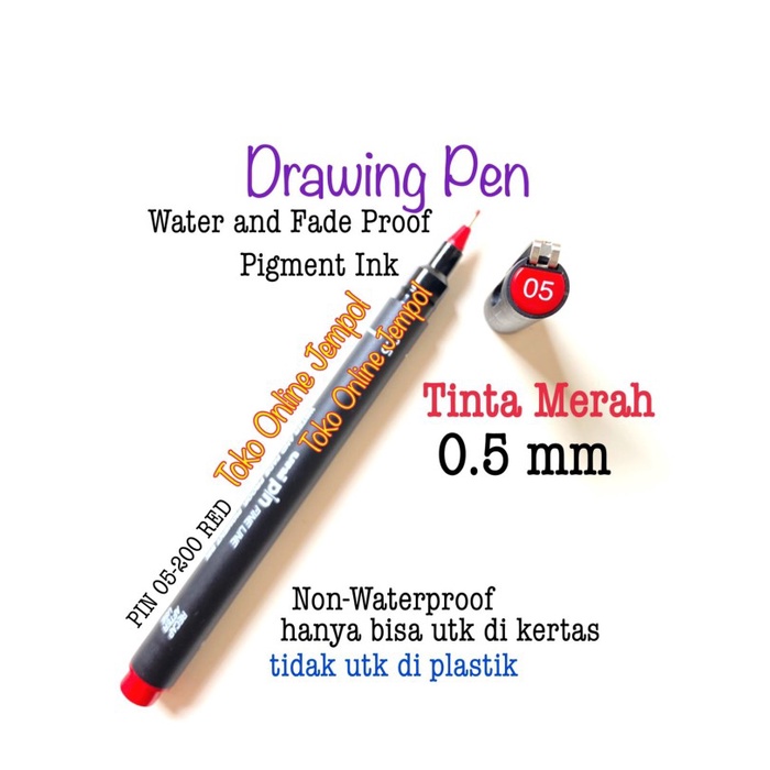 

Merah 0.5 Uni Fine Line Drawing Pen 915400 Pin 05-200 Red Atk1314Un Terbaru
