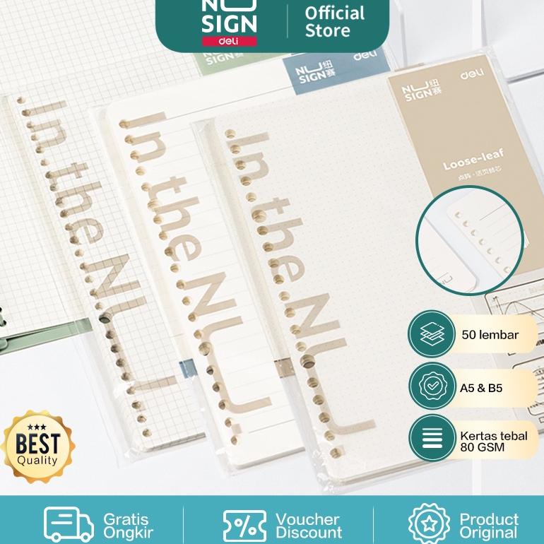 

Nusign Loose-leaf Notebook Refill / Isi Binder A5 B5 Garis Grid Dot 50 Lembar NS31X