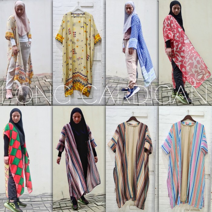 Long Cardigan Sifon Motif