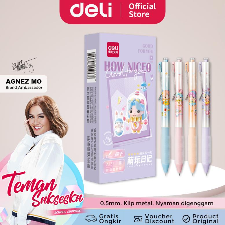 

Deli Gel Pen / Pulpen Gel Kartun 0.5mm Tinta Hitam A132 1 PCS